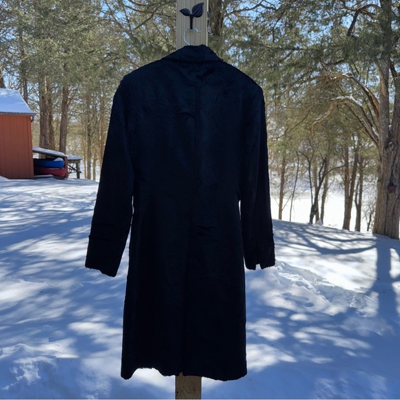 90s Vintage Faux Fur Long Black Coat GEORGIOU Studio - Picture 2 of 12
